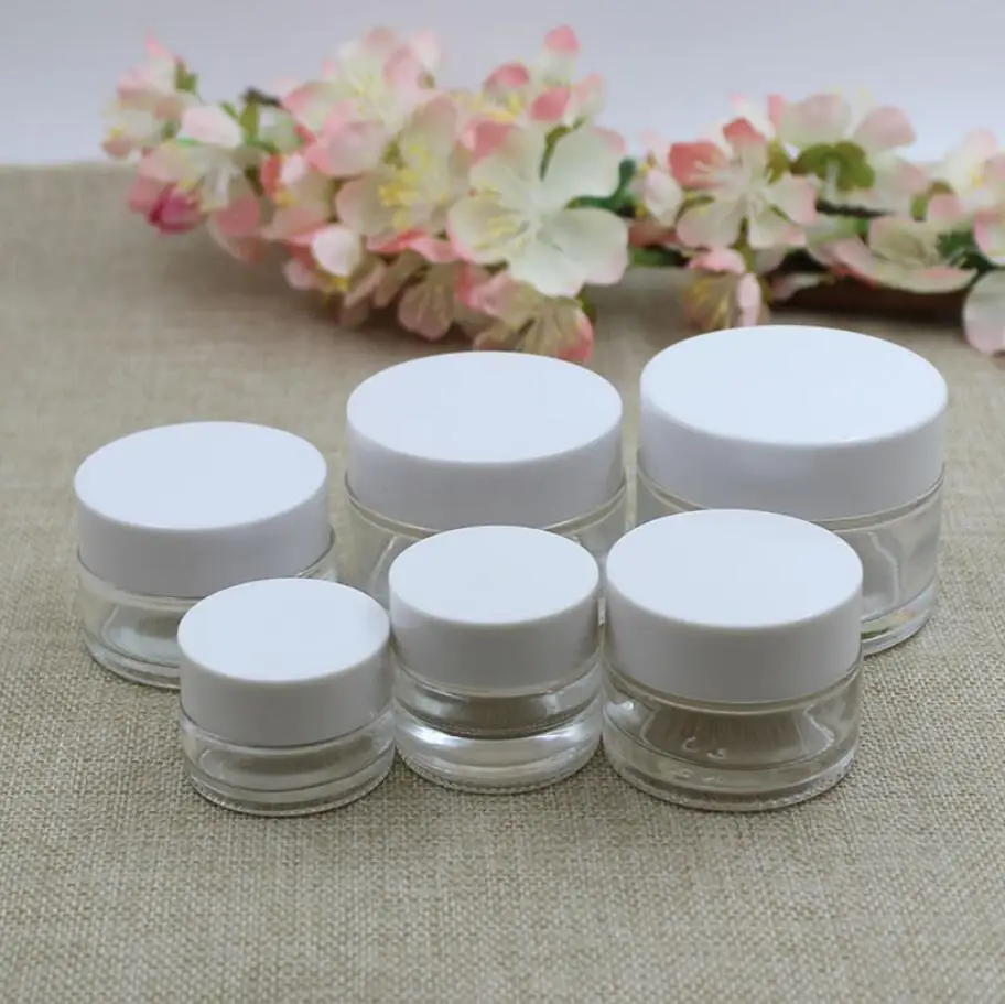 30G transparent glass bottle/ jar for cream/gel/essence/moisturizer/serum/mask cream art nail packing aluminum/plastic lid | Красота и