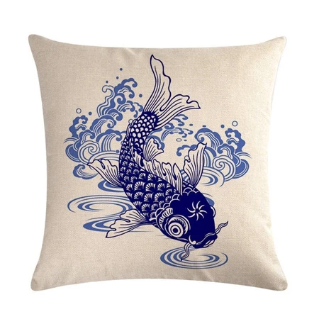 Cushion cover6 Китайский стиль синий и белый фарфор Карп подушка для свадебной церемонии, декоративная подушка, подушка для автомобильного кресла Наволочки - Цвет: Cushion cover6