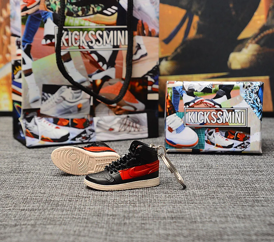 a pair w metal ring Персональный DIY Jordan Generation AIR JORDAN 1 chicago 3D кроссовок фигурный брелок сумка Подвеска парный брелок - Цвет: a pair w metal ring