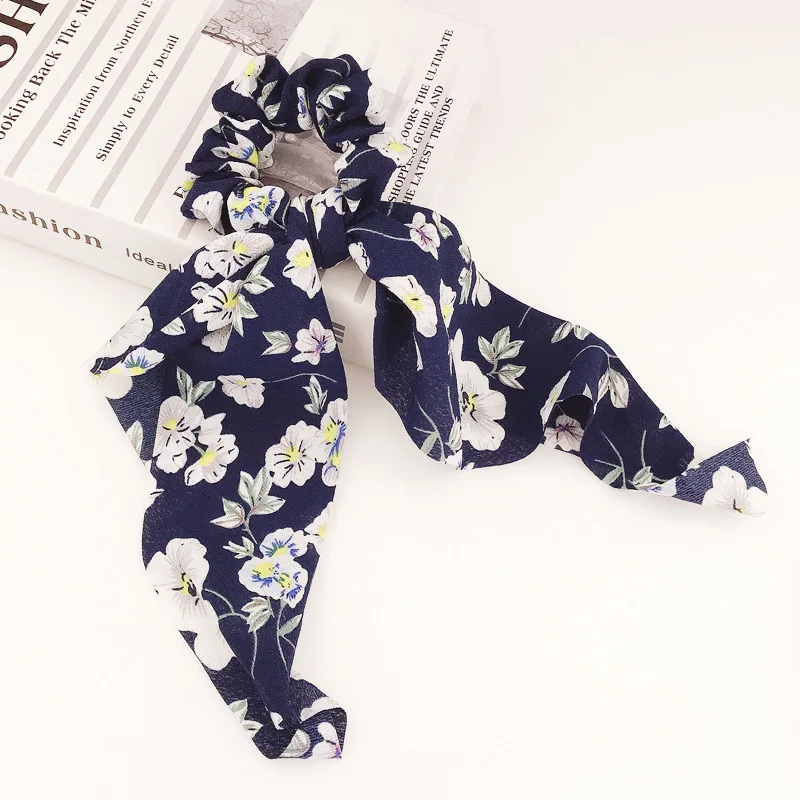 Модные резинки для волос в стиле ретро с цветочным принтом женские эластичные