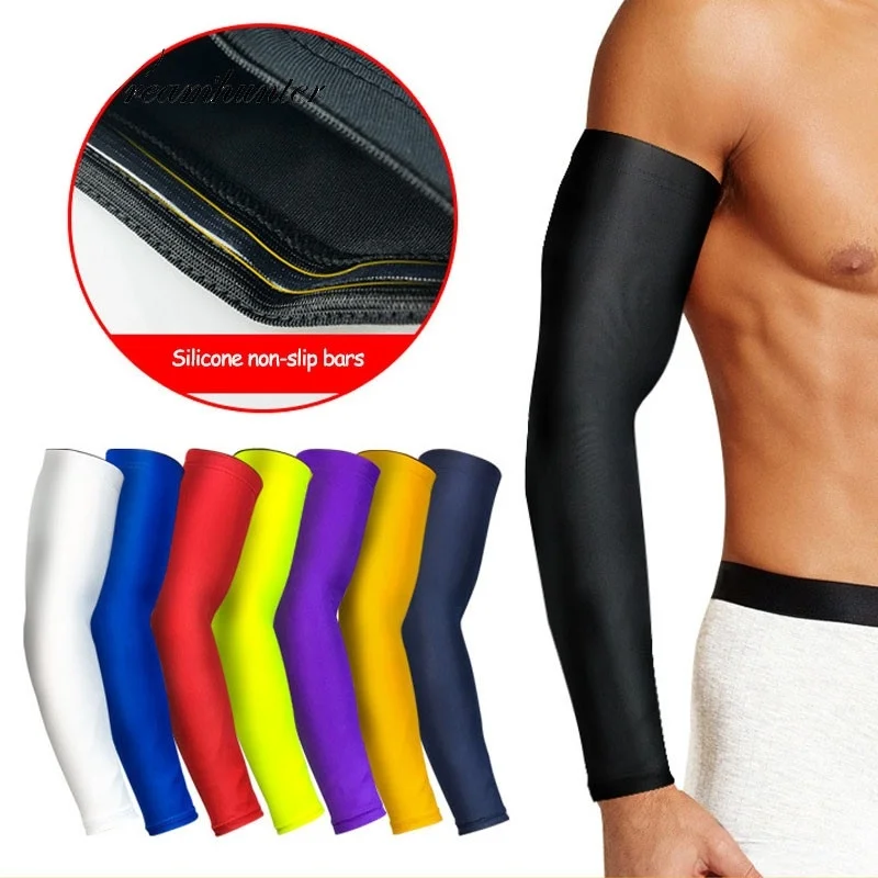 

1 PCS Compression Arm Sleeve UV Sun Protection Running Basketball Sleeves Breathable Quick Dry Fitness Sports Fishing Elbow Pad