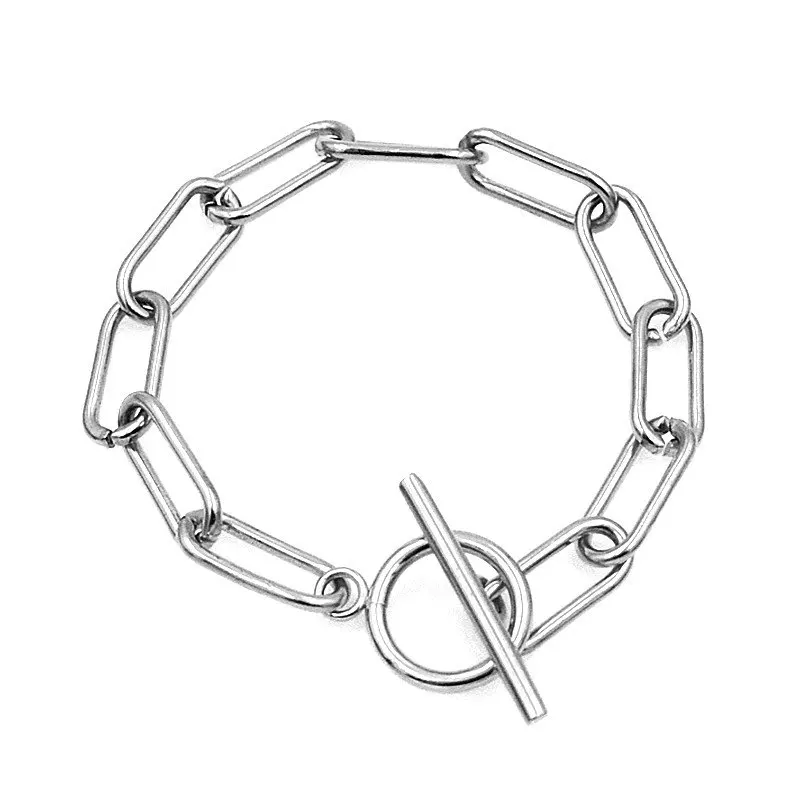 Новый браслет из нержавеющей стали с пряжкой большой круглый кубинской цепи