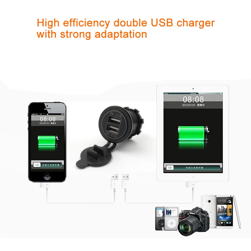 New Cigarette Lighter Socket Splitter 12V-24V 2 Port USB Car Charger 5V 4.2A output with led light Power Adapter LED Display | Автомобили