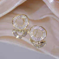 korean popular super exquisite round cz earring for women 925 siiver needle bling zircon stud earrings wedding jewelry pendant