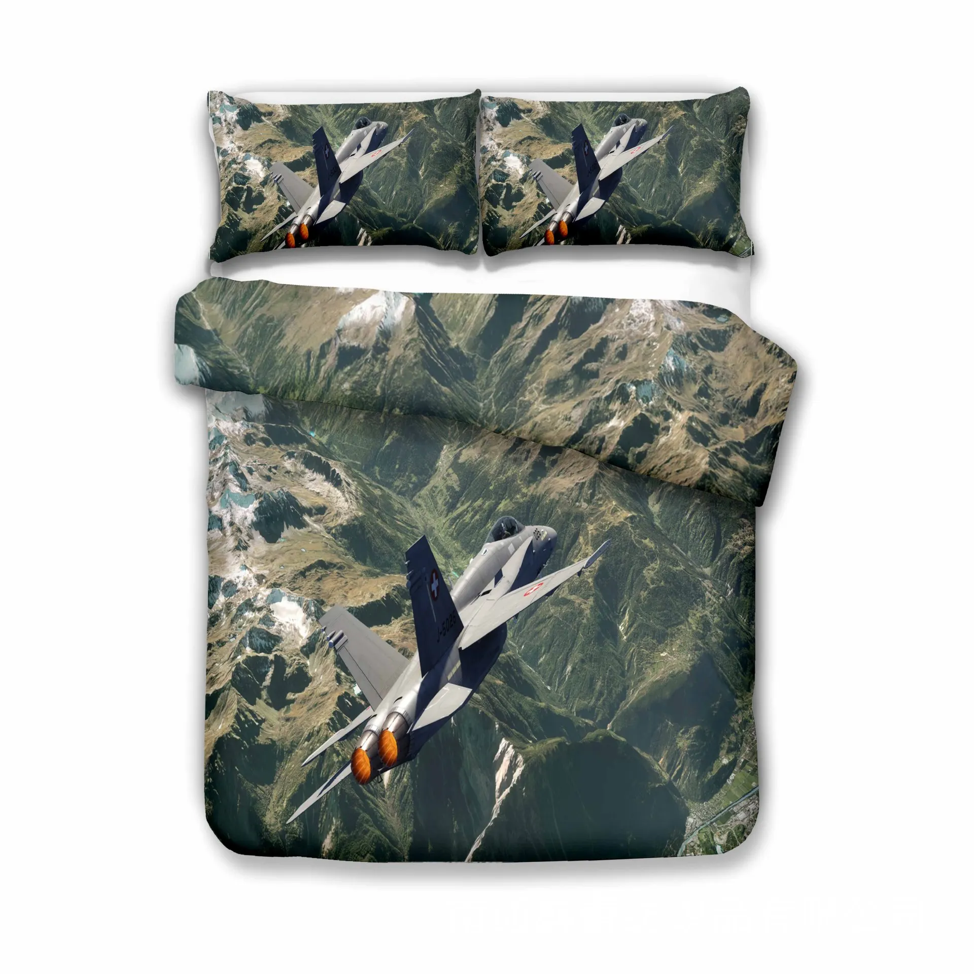 Fighter Jet Bedding 3pcs Soft Quilt Cover Set Military Jets Comforter Aircraft In Flight Pattern Duvet Pillowcase | Дом и сад