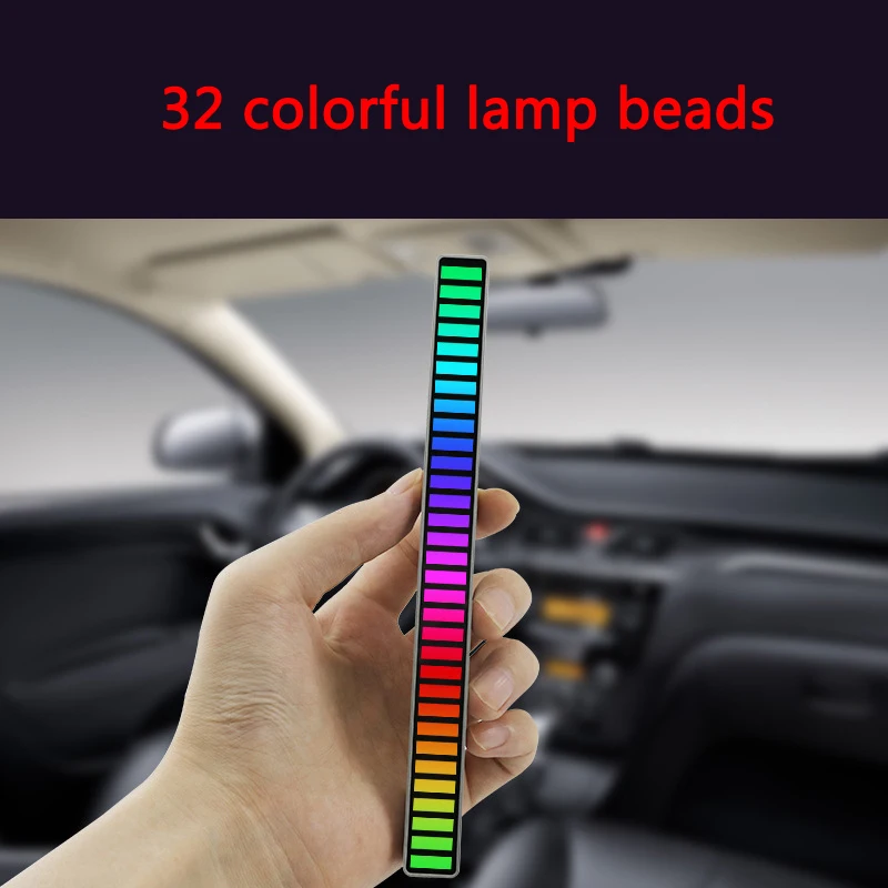 

100pcs 2021 New Car Sound Control Light RGB Voice-Activated Music Rhythm Ambient Light With LED Colorful Car Decoration Lamp