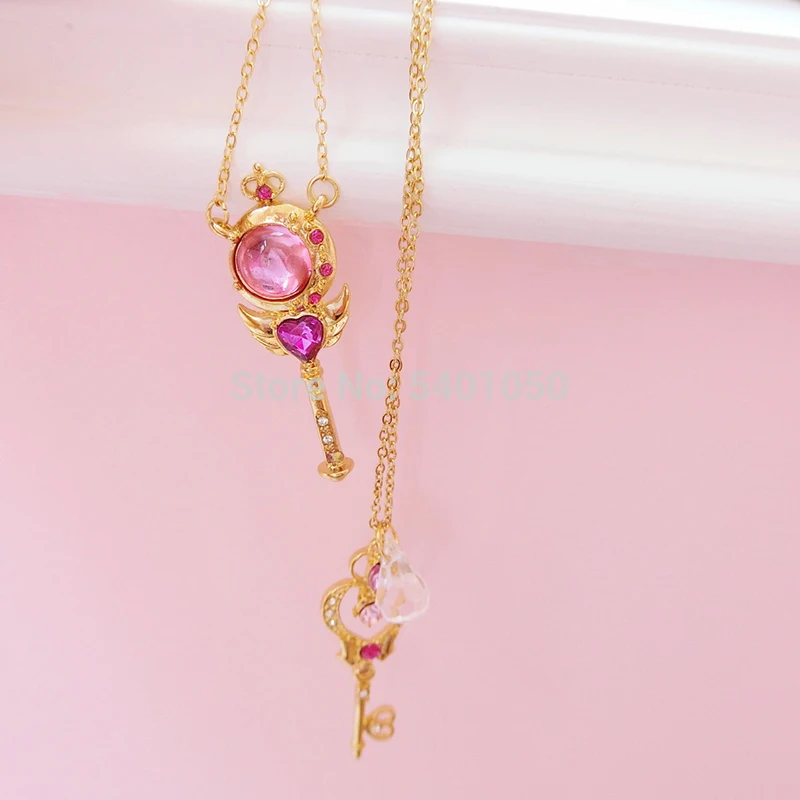 

Anime Sailor Moon Loving Wand Crystal cosplay Pendant Necklace Girl accessories Cute props