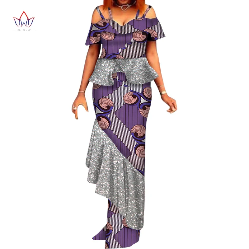 Summer Maxi Sequins Dresses Dashiki Sexy African Dresses for Women Vestidos African Clothing Plus Size Party Dresses WY6274