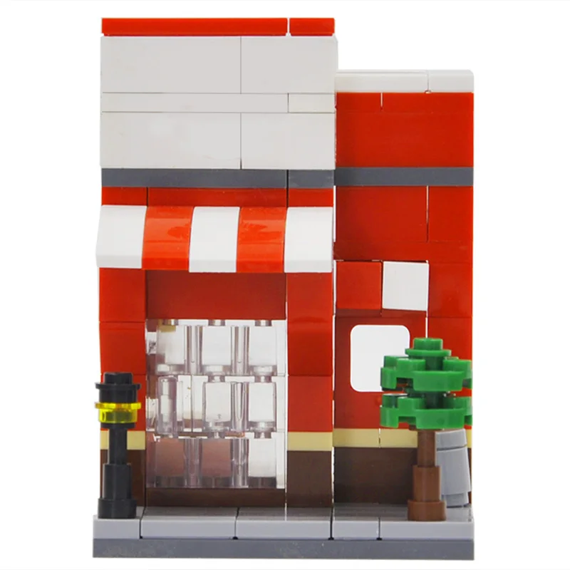

Mini City Street Series 3D Retail Store Food Drink Cafe Phone Mini Shop Building Blocks Educational Toys for Children