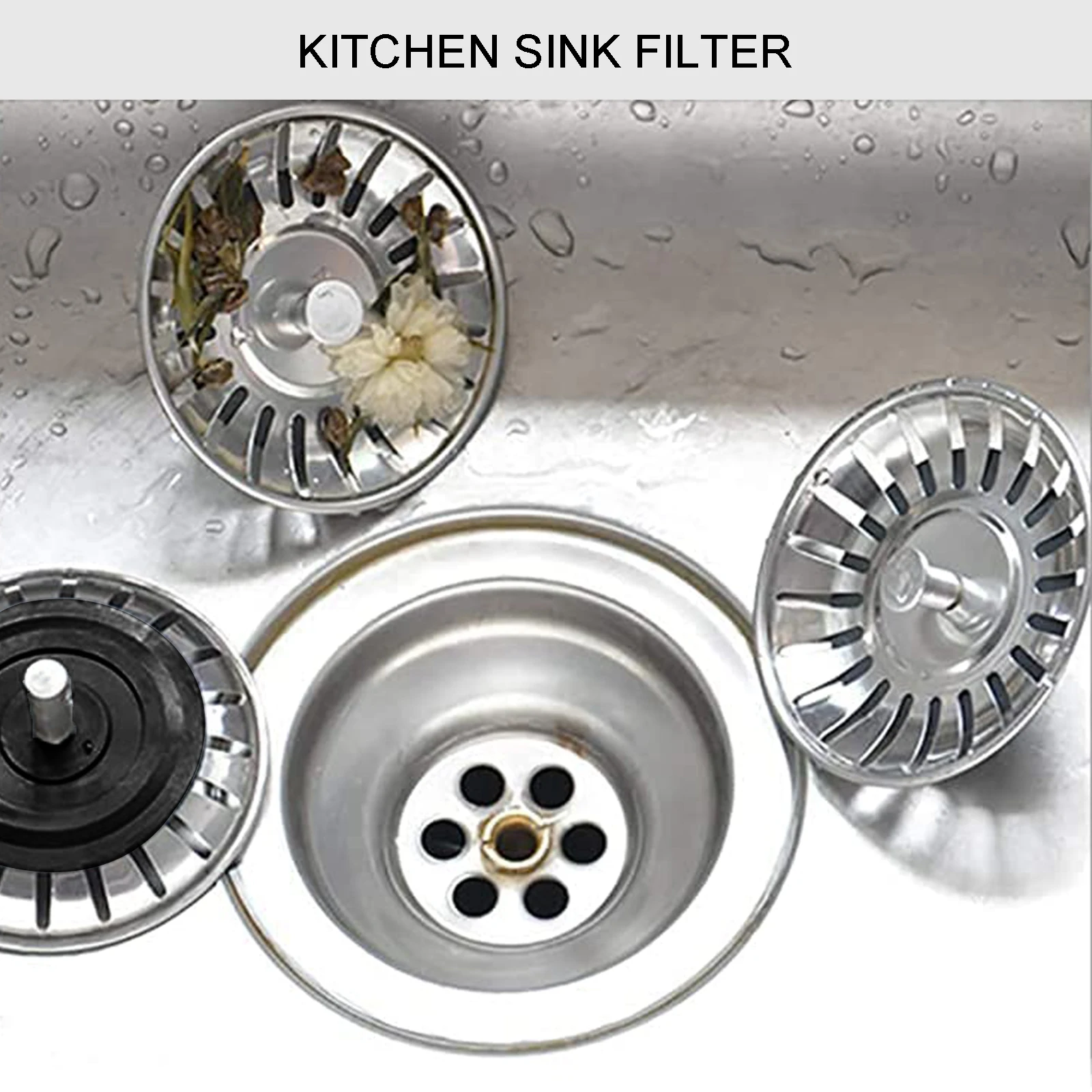 

Bathroom Sink Strainer Stainless Steel Water Stopper Sink Water Filter Plug Kitchen Sink Filter Accessories Drains Kitchen Tools