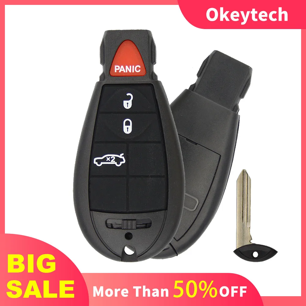 

OkeyTech 4 Buttons Remote Smart Car Key Shell For Chrysler Town Country For Dodge Grand Caravan For Jeep Car Remote Key Fob Case