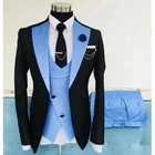 Костюм мужской облегающий из 3 предметов, пиджак, жилет, брюки, смокинг, свадьба, смокинг для шафера, повседневный костюм, 2020