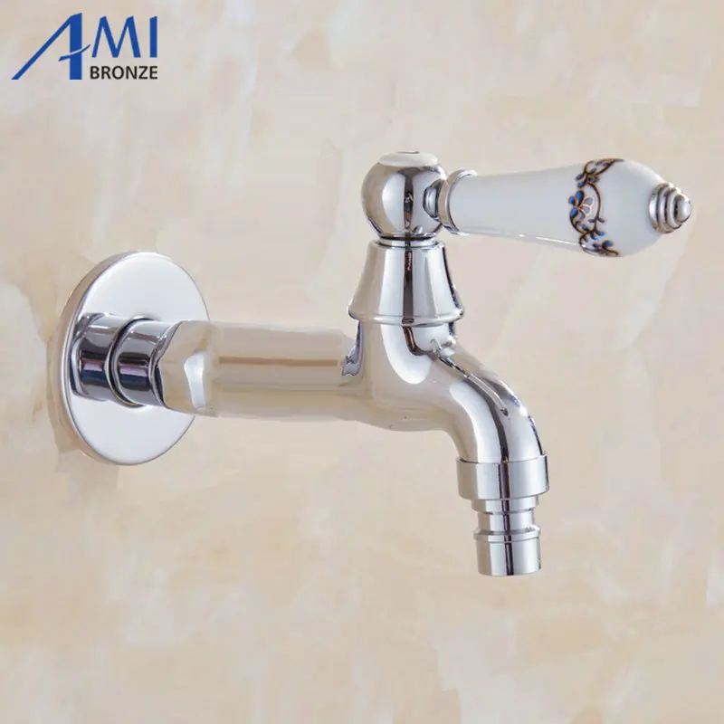 Хромированный полированный медный кран Porcelian/Jade ручка садовый бибкок стиральная