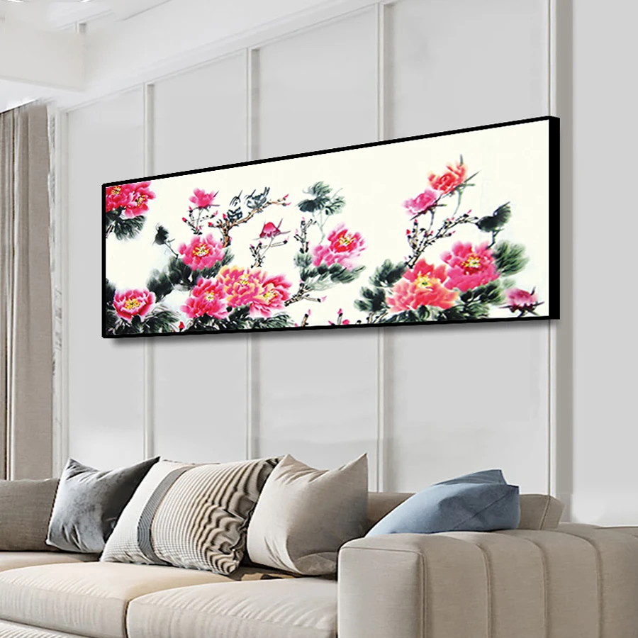 Большой 5D DIY полный квадратный Круглый Алмаз Картина Пионы цветы бриллианты