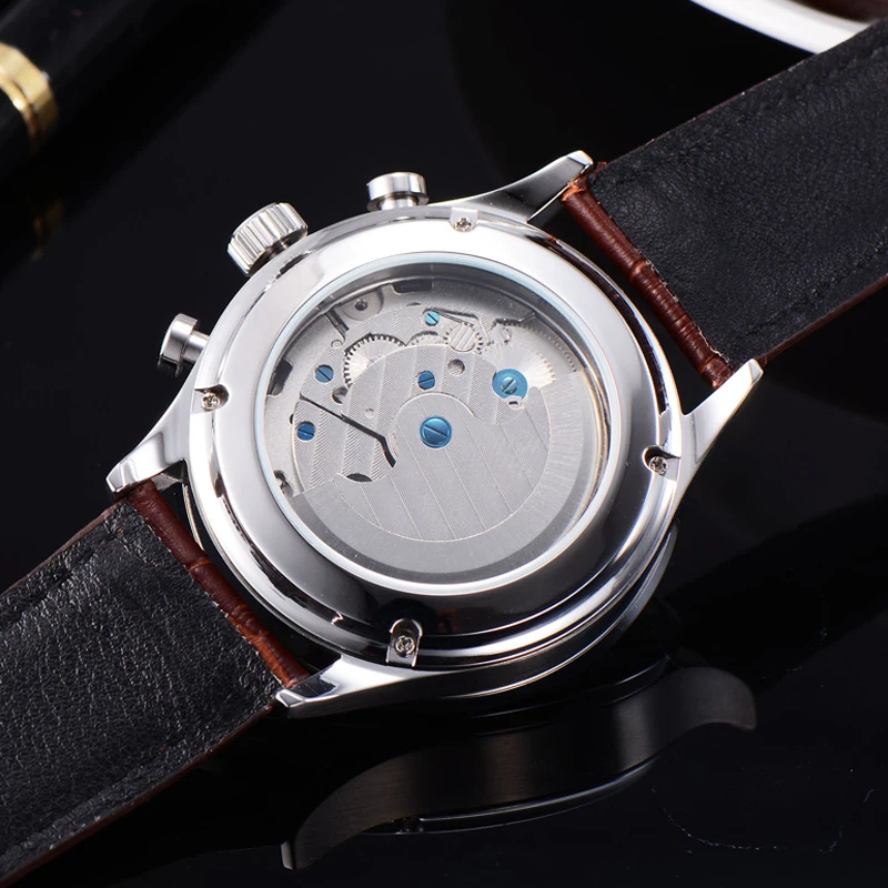 Часы мужские автоматические 44 мм стальной корпус чёрный циферблат