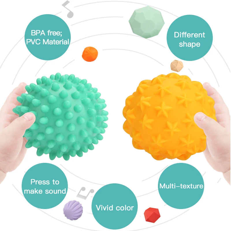 

Beiens Baby Toys 10Pcs Rubber Textured Touch Ball Toddler Toys Educational Hand Sensory Training Children Massage Development
