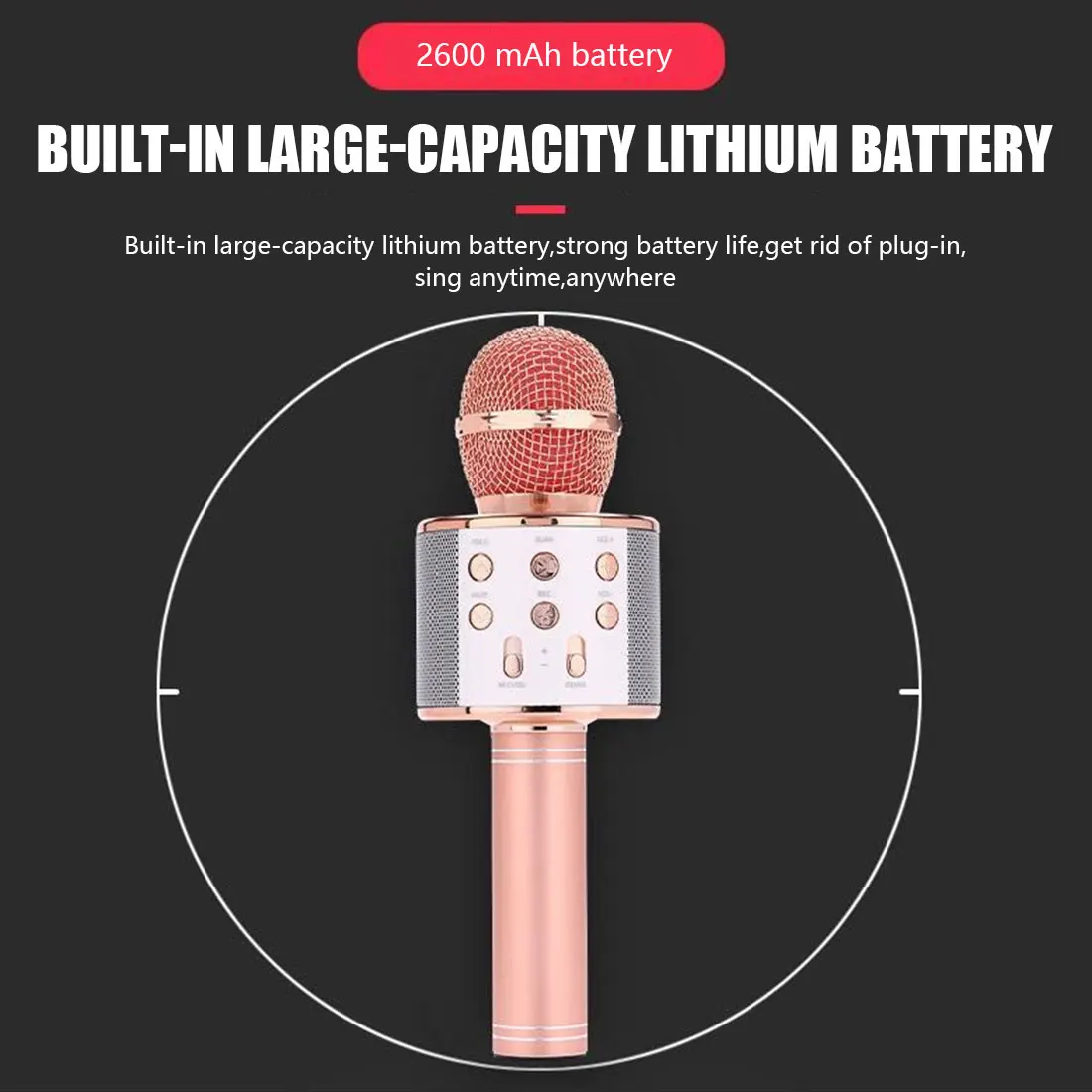 Беспроводной микрофон с функцией записи для караоке 4 в 1 Bluetooth-совместимый ручной
