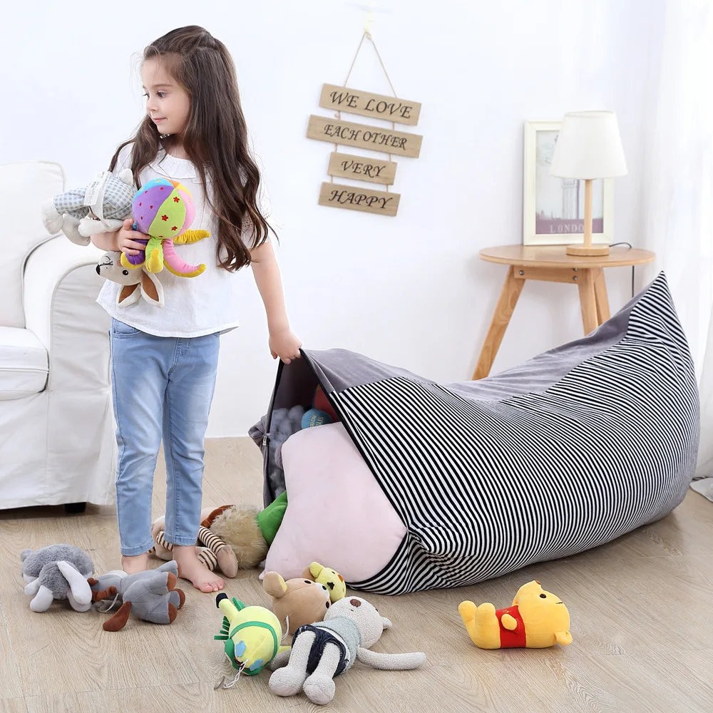 구매 높은 용량 스토리지 가방 홈 장난감 주최자 2020 다기능 휴대용 소파의 자 룸 장식 Sundries 컨테이너 스트라이프