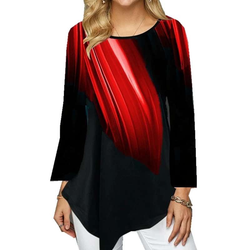 Женская Асимметричная футболка с принтом Polar Lights черная длинным рукавом новинка