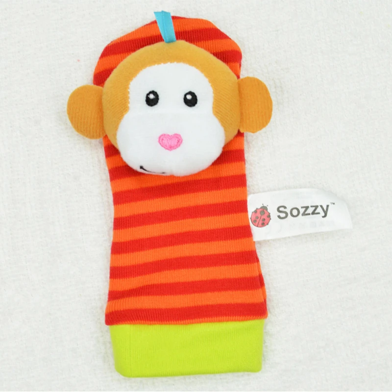 

Newborn Baby Animal Socks Hand Watch Handbell Toy 1PC Newborn Baby Cute Rattles Early Childhood Toys Ring Plush Toy Wrist Random