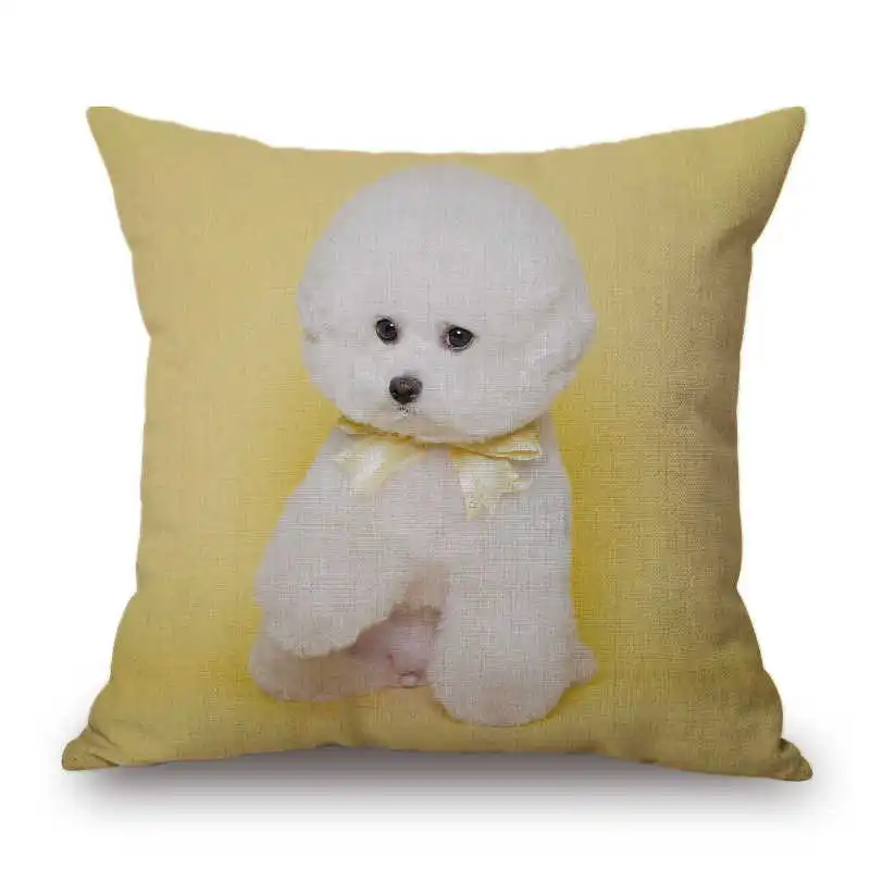 12 Bichon Frise, хлопковый льняной чехол для подушки, дивана, поясная наволочка, домашний декор - Цвет: 12
