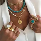 Новые искусственные цепи, Многослойные Бусины из натурального камня, кулон с портом, ожерелье для женщин и девушек, ожерелье в стиле бохо, ювелирные изделия