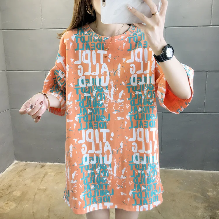 100% хлопок большие графические футболки женские модные с коротким рукавом