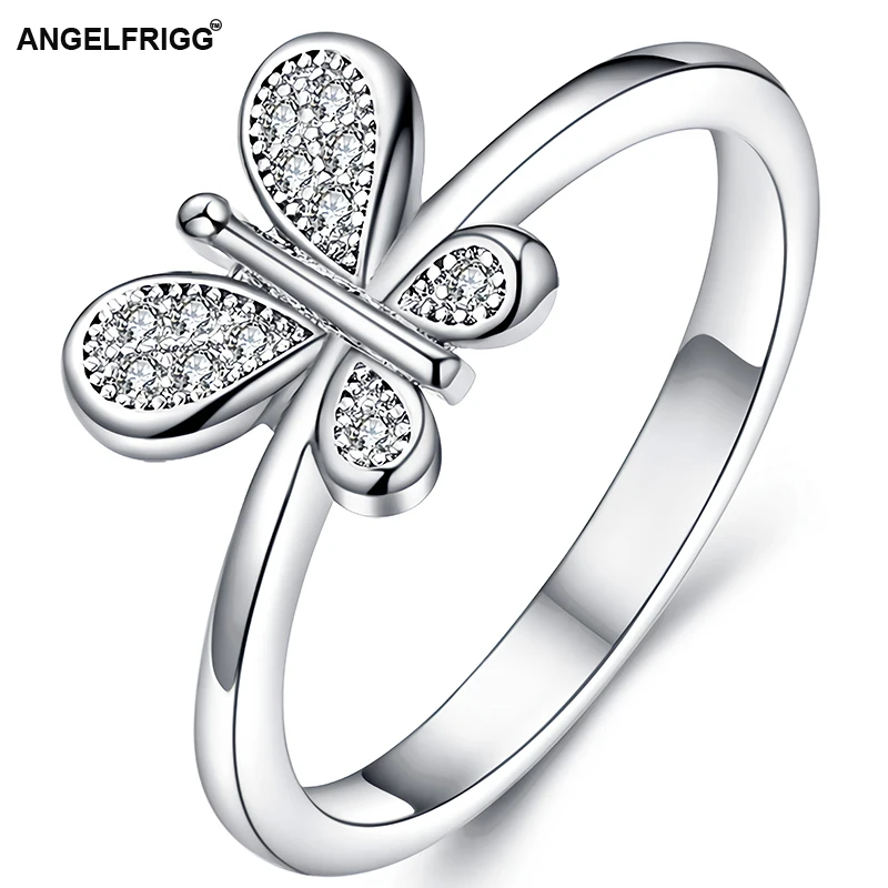 Женские кольца ANGELFRIGG серебряные с бабочкой на свадьбу день рождения Рождество