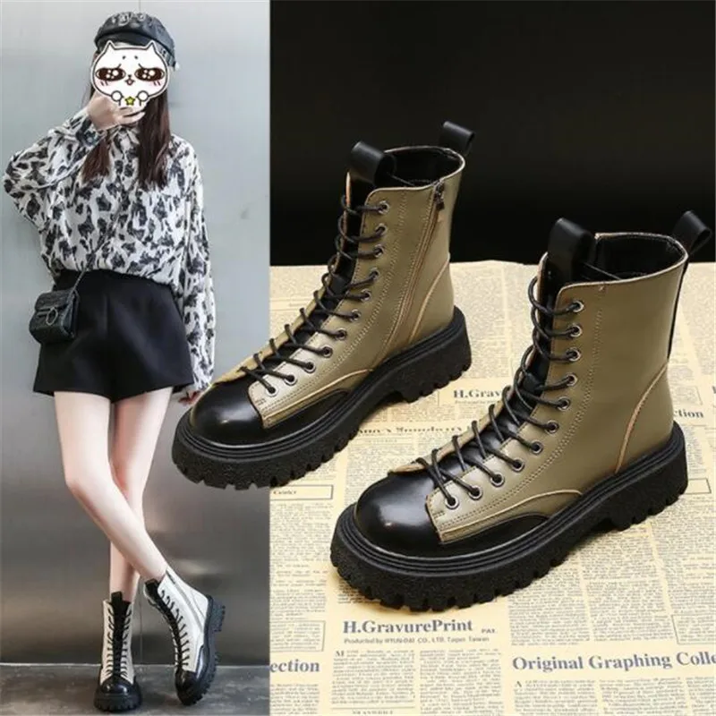 

Autumn and winter 2021 new punk brother ankle boots thick soled short boots women's shoes large size riding boots women's boots