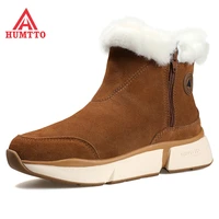 humtto brand winter snow boots women genuine leather fashion designer casual ankle boots for woman warm platform shoes womens