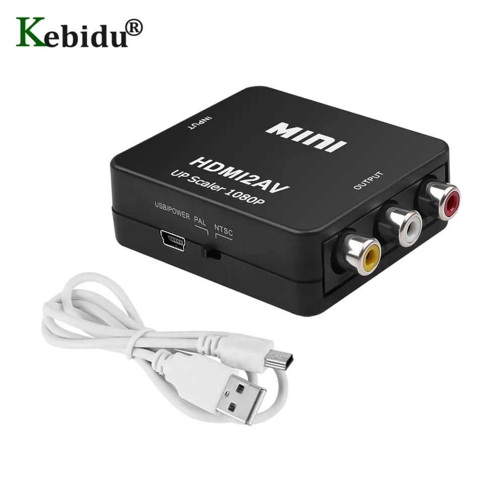 Адаптер Kebidu 2AV 1080P HDMI совместимый с AV CVSB L/R RCA преобразователь HD Video Box Поддержка