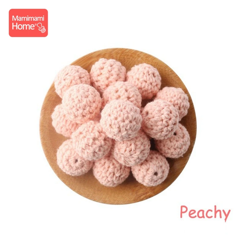 Peachy 10 шт. 20 мм набор для вязания крючком Прорезыватель для зубов сделай сам для Кормления Шприц ожерелье деревянные пустые вязаные бусины Детские товары игрушки - Цвет: Peachy