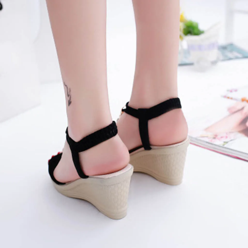 Женские босоножки на танкетке Роскошные сандалии платформе женские Стразы из