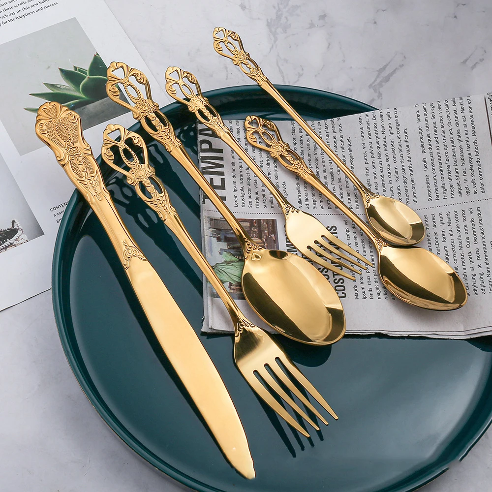 

2/3/4PCS Dinnerware Set Colorful Cutlery Set Dinner Decor Knife Fork Teaspoon Stainless Steel Tableware Set Kitchen Supplies