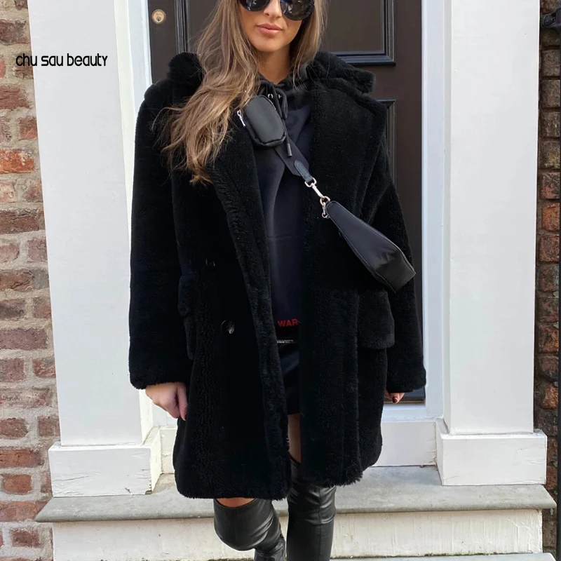 

Candy Color Long Teddy Coat Women Jacket 2021 Autumn Winter Thick Warm Padded Jackets Coats Oversized Ladies Lambswool Fur Coats