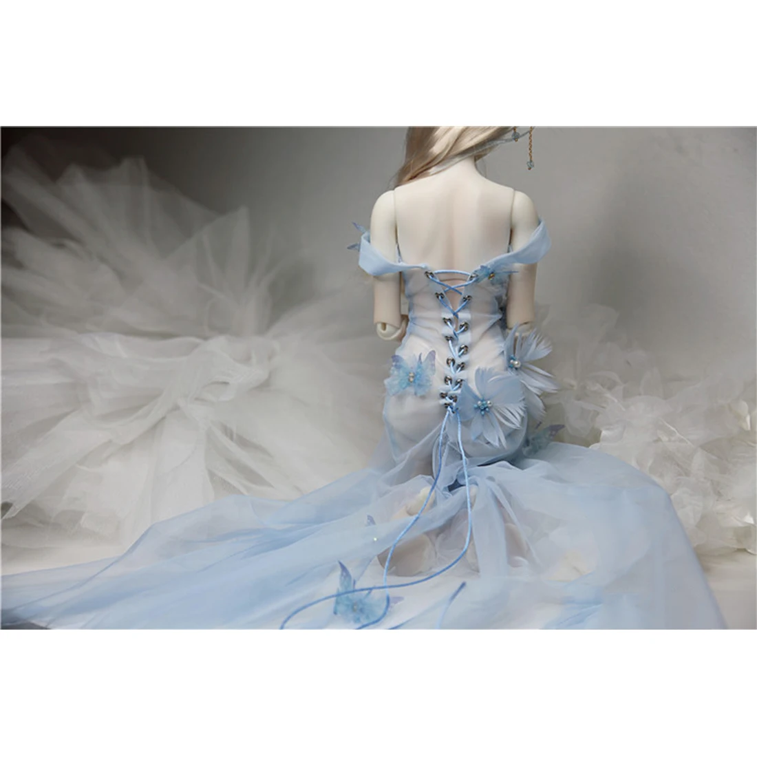 Костюм Куклы небесно Голубое перо свадебное платье для 1/4 1/3 BJD куклы игрушки