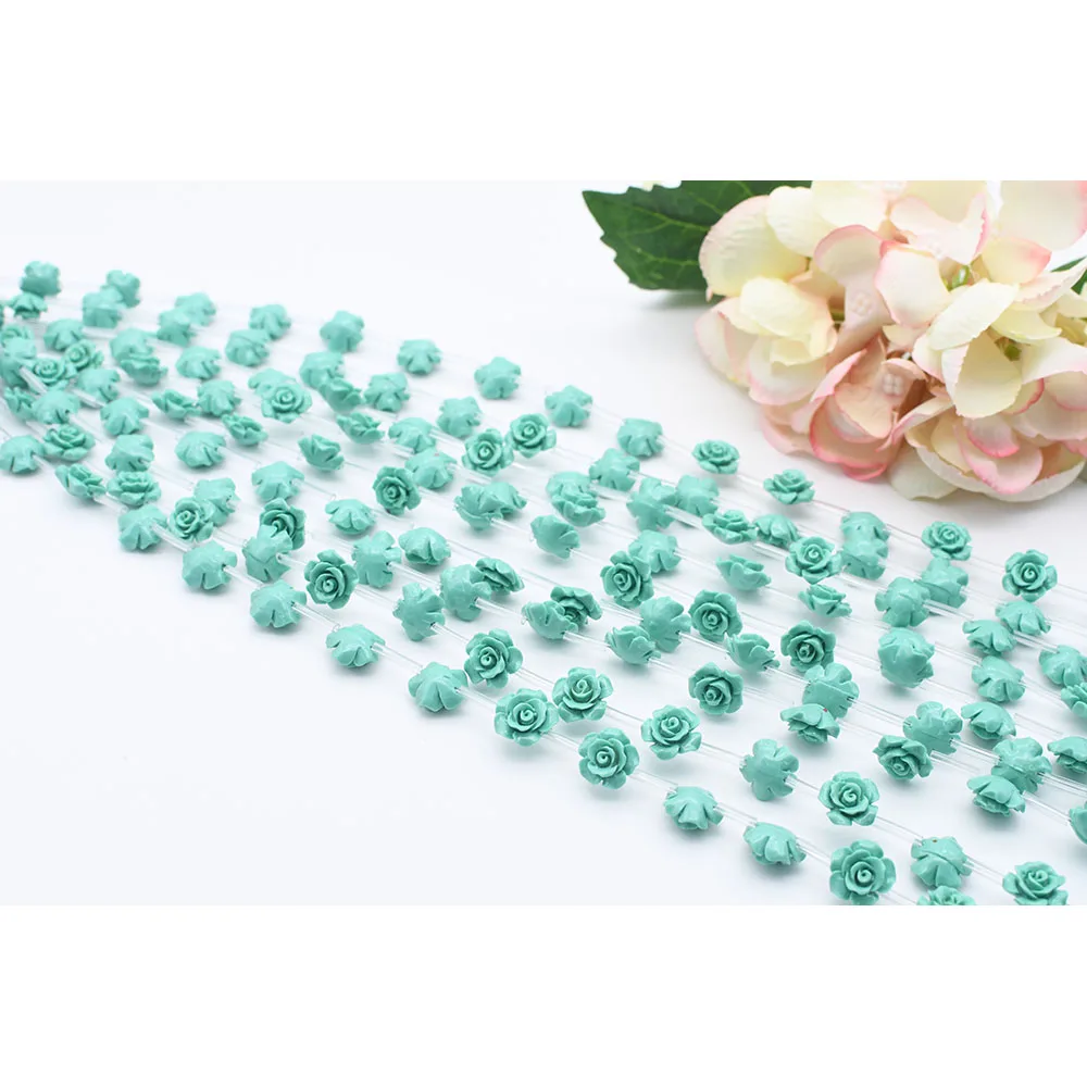 

2 strands 12mm environmental protection resin Sky Blue Camellia flower synthesized Loose stone powder DIY bracelet necklace