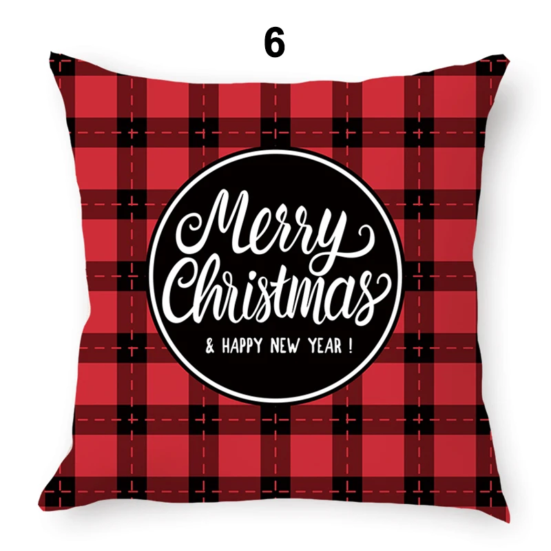 

Black Red Plaid Cushion Cover Christmas Elements Cover for Christmas Home Decoration Hogard