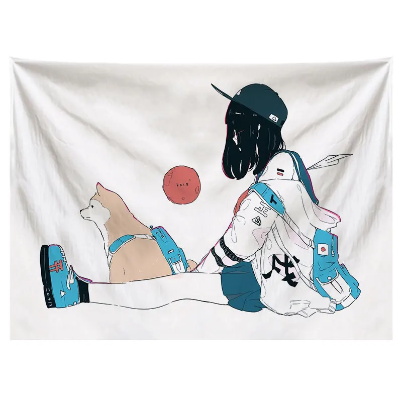 

Personalize Kawaii Game Girl Cartoon Tapestry Headboard Wall Art Bedspread Dorm Tapestry for Living Room Bedroom Home Decor