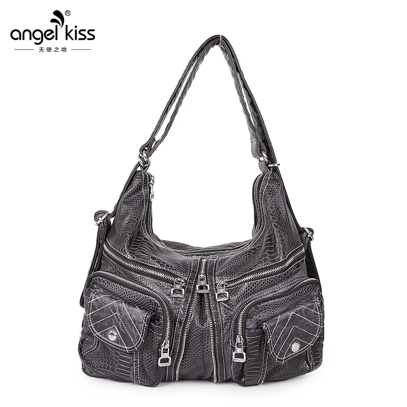 Angelkiss Брендовая женская сумка из змеиной кожи Сумка через плечо с двойным
