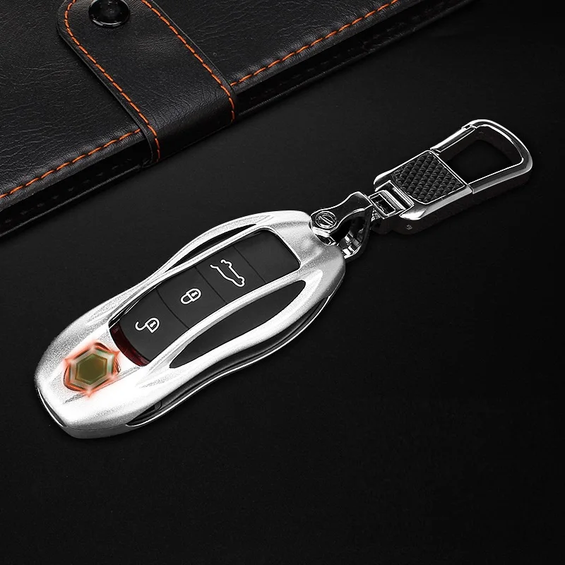 

Car Key Case Cover Aluminum Alloy Key Shell Protector Storage Bag Red Black for Porsche Panamera Cayenne Macan 911 918