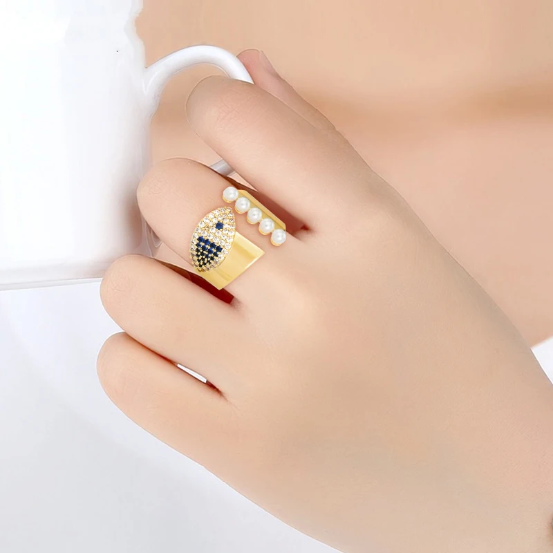 

Pearl Ring Fashion Personality Niche Design Fish Index Finger Ring Ladies Simple Ins Tide Adjustable Ring