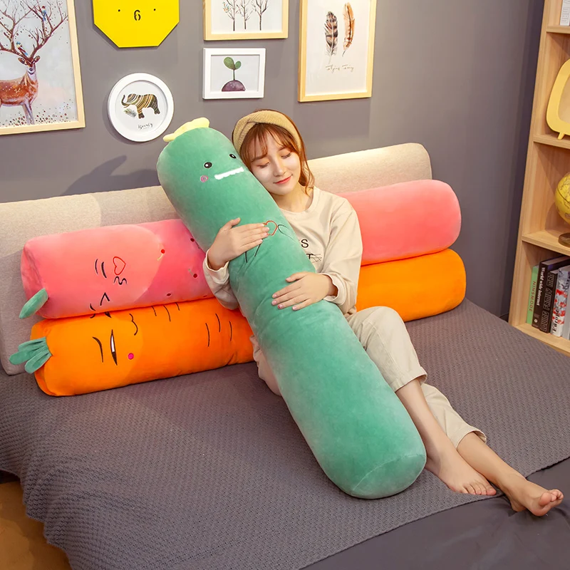 

Cartoon Long Fruits Sleeping Support Pillow for Pregnant Body Neck Pillow Stuffed Soft Dinosaur Carrot Strawberry Plush Toys
