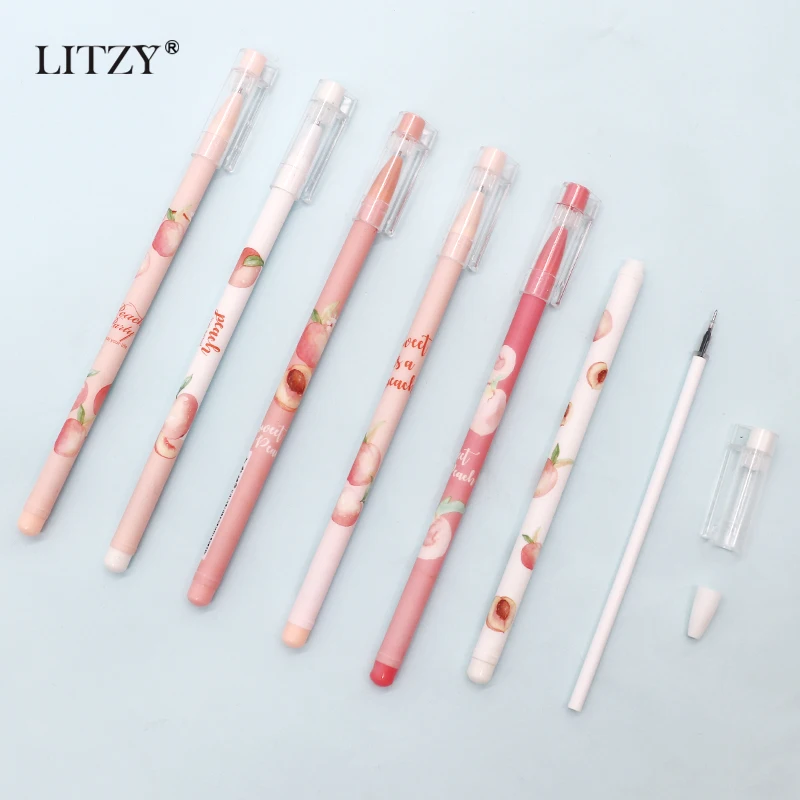 6 шт./компл. 0 5 мм гелевая ручка персиковые ручки кавайные канцелярские