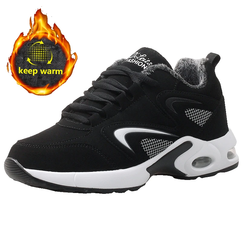White Winter Shoes Женские кроссовки для бега; спортивная обувь на подушке; женская Стильная Кожаная удобная подошва; уличные прогулочные черные кроссовки; Mujer - Цвет: White Winter Shoes