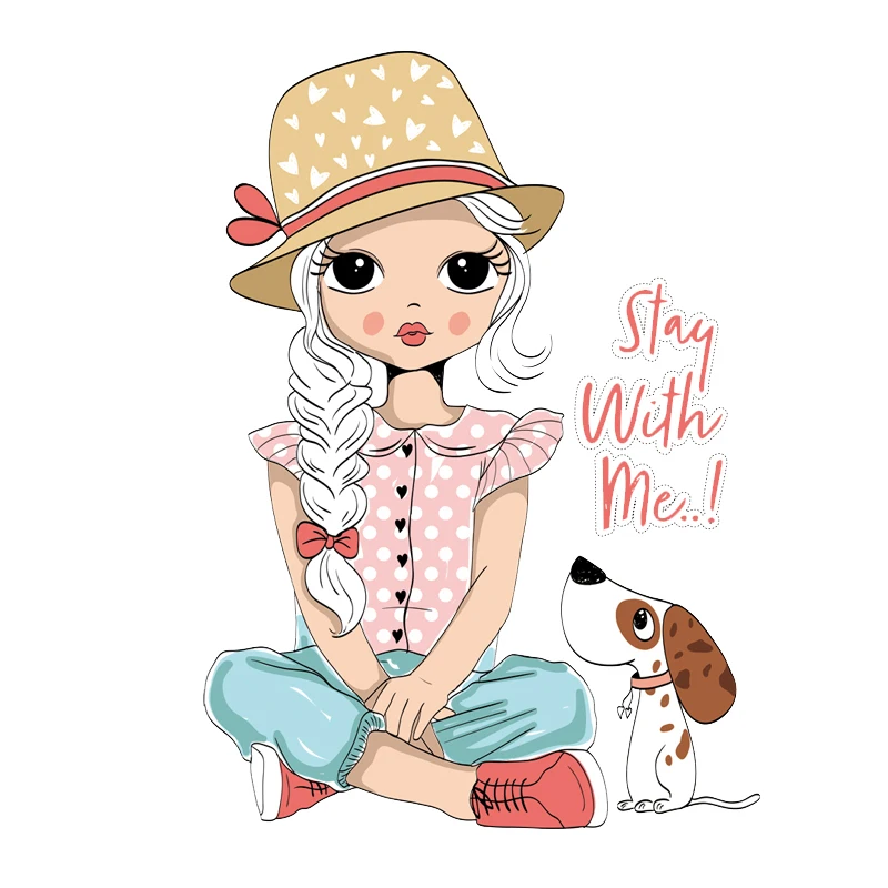 Сделай Сам наклейки для девочек и собак патчи передачи тепла утюжок переноса