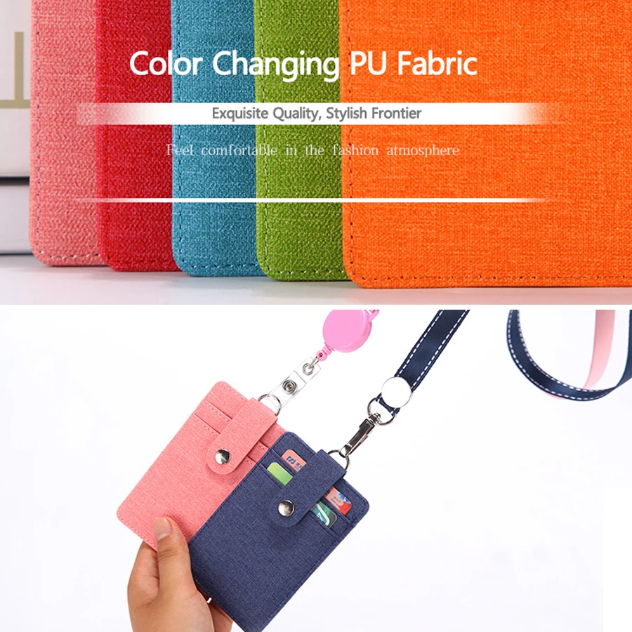 Выдвижной чехол для бейджа со шнурком кожаный пропуска автобуса нескользящий