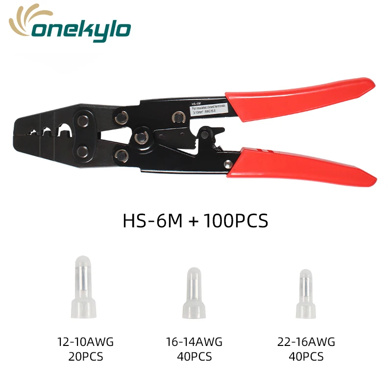 Фотообжимные клещи + 100 шт. нейлоновые обжимные колпачки с закрытым концом набор