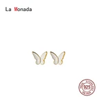 Ла Monada женские серебряные серьги 925 серьги-гвоздики бабочка маленькие серьги для девочек корейские сережки-шпильки красивых женщин ювелирные изделия