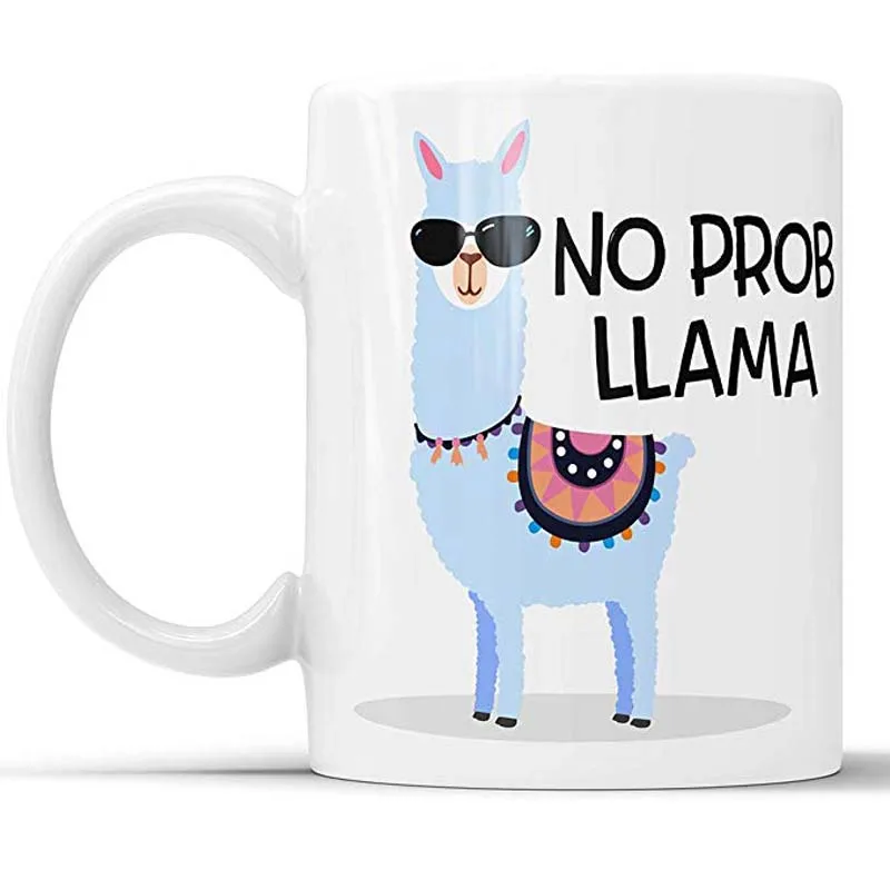 Забавная чайная чашка No Prob Llama кофейная кружка Пун подарок лама Любовник коварщик